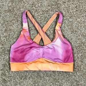 Adore Me I Tie Dye Criss Cross Back Sports Bra I Pink Orange Purple I Size Large